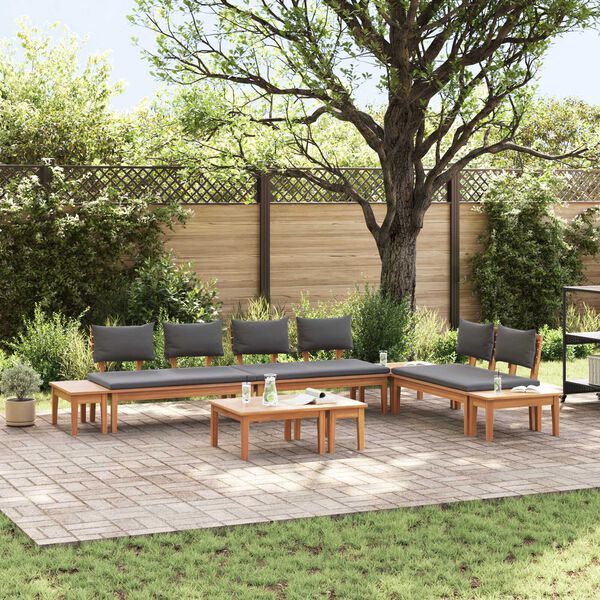 vidaXL Σετ Παγκάκι Κήπου 5 pcs Καφέ, Γκρί Πολυ rattan, βαμμένο ατσάλι