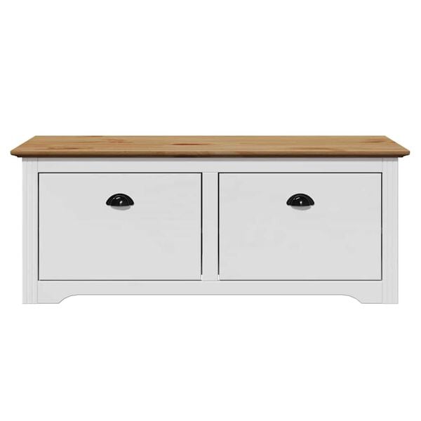Πάγκος διαδρόμου vidaXL BODO Λευκό και καφέ 114x40x45 cm