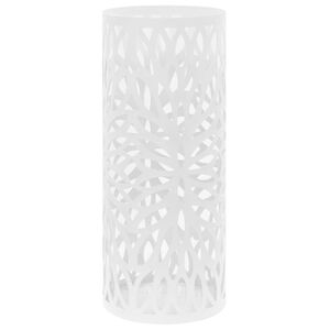 vidaXL Ομπρελοθήκη με Σχέδιο Φύλλων Λευκή Ατσάλινη