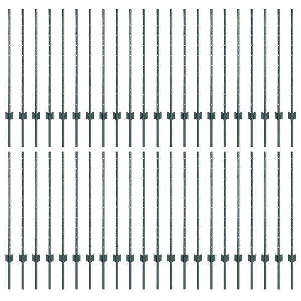 vidaXL Πό posts φράχτη 44 pcs Πράσινο 140 cm Ατσάλι