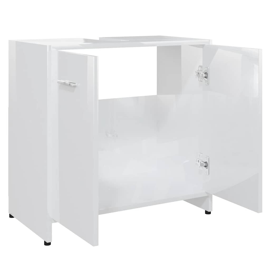 vidaXL Ντουλάπι Νιπτήρα Γυαλιστερό Λευκό 60 x 33 x 61 εκ. Επεξ. Ξύλο