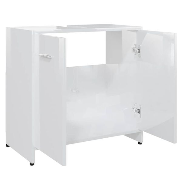 vidaXL Ντουλάπι Νιπτήρα Γυαλιστερό Λευκό 60 x 33 x 61 εκ. Επεξ. Ξύλο