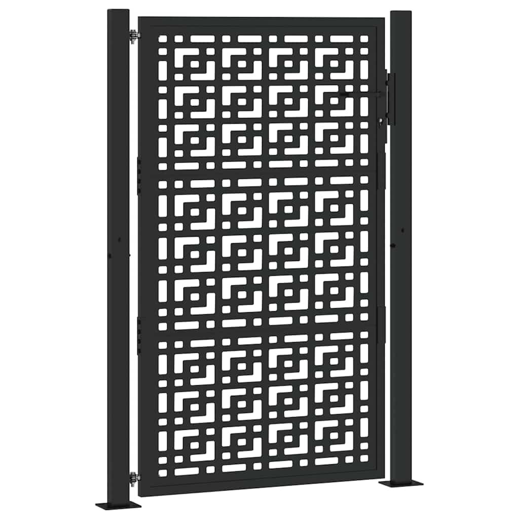 vidaXL Πύλη κήπου Μαύρη 105x155 cm Ατσάλινος Σταυρός Σχεδιασμός