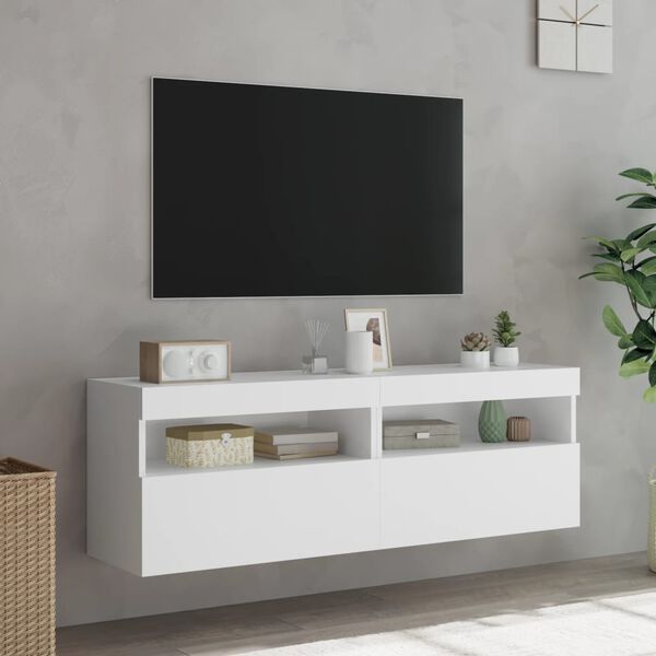 vidaXL Έπιπλα Τοίχου Τηλεόρασης με LED 2 Τεμ. Λευκά 60x30x40 εκ.