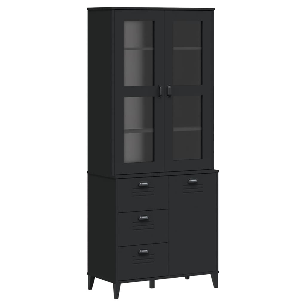 vidaXL Ντουλάπι Ψηλό VIKEN Μαύρος 80x40x190 εκ. από Μασίφ Ξύλο Πεύκου