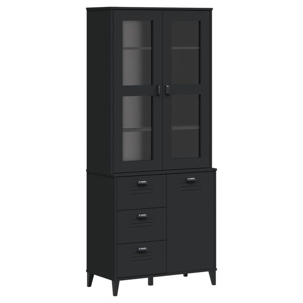 vidaXL Ντουλάπι Ψηλό VIKEN Μαύρος 80x40x190 εκ. από Μασίφ Ξύλο Πεύκου