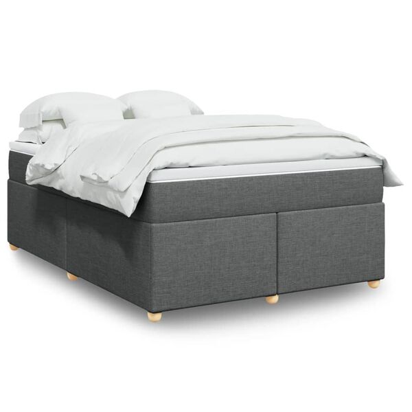 vidaXL Κρεβάτι Boxspring με Στρώμα Σκούρο Γκρι 140x200 εκ Υφασμάτινο