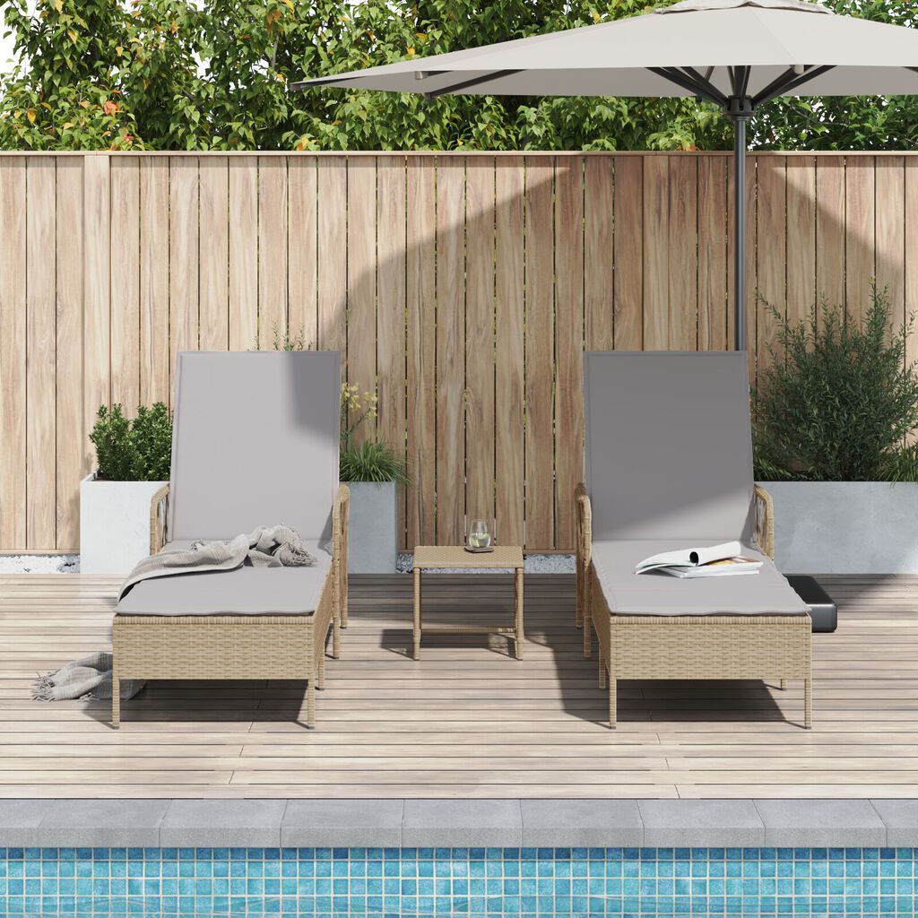 vidaXL Ξαπλώστρα 2-πρόσωπο 2 pcs Μπεζ 35 x 35 x 32 εκ. συνθετικό ρατάν