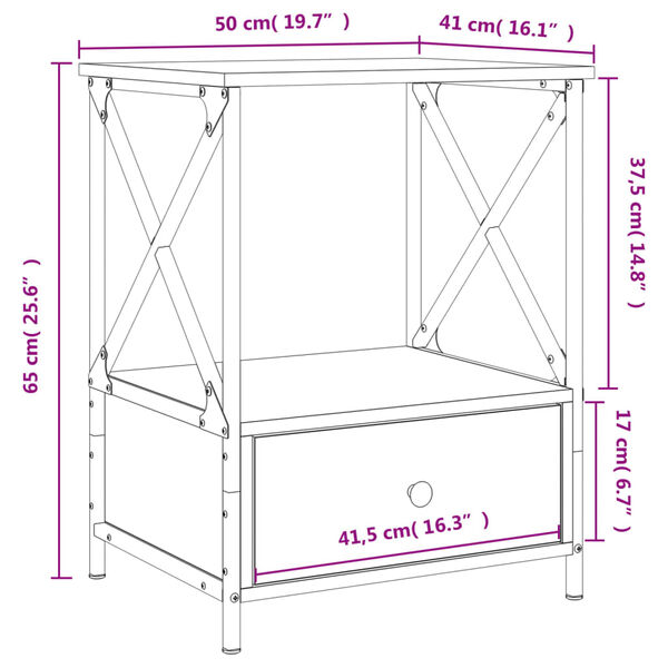 vidaXL Κομοδίνο Γκρι Sonoma 50 x 41 x 65 εκ. από Επεξεργασμένο Ξύλο