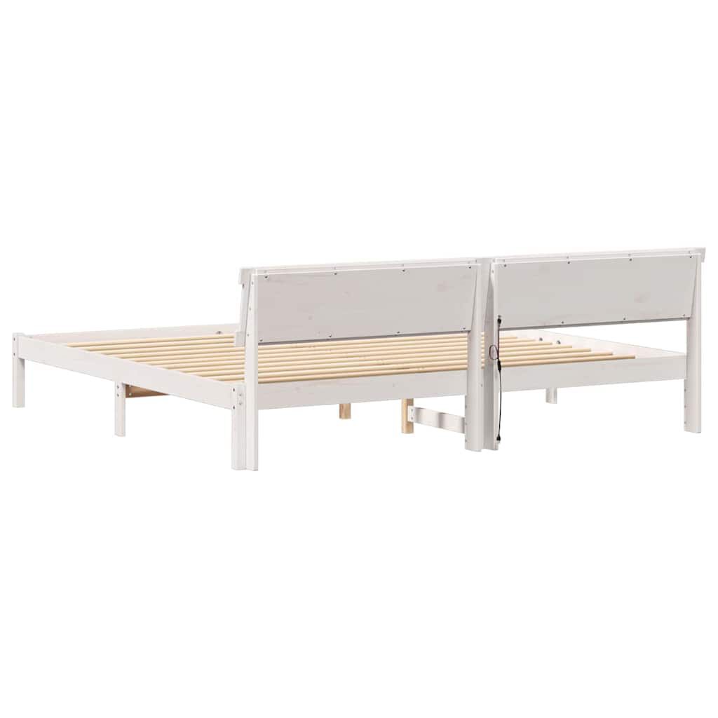 vidaXL Σκελετός Κρεβατιού Λευκό 180 x 200 cm Μασίφ ξύλο πεύκου