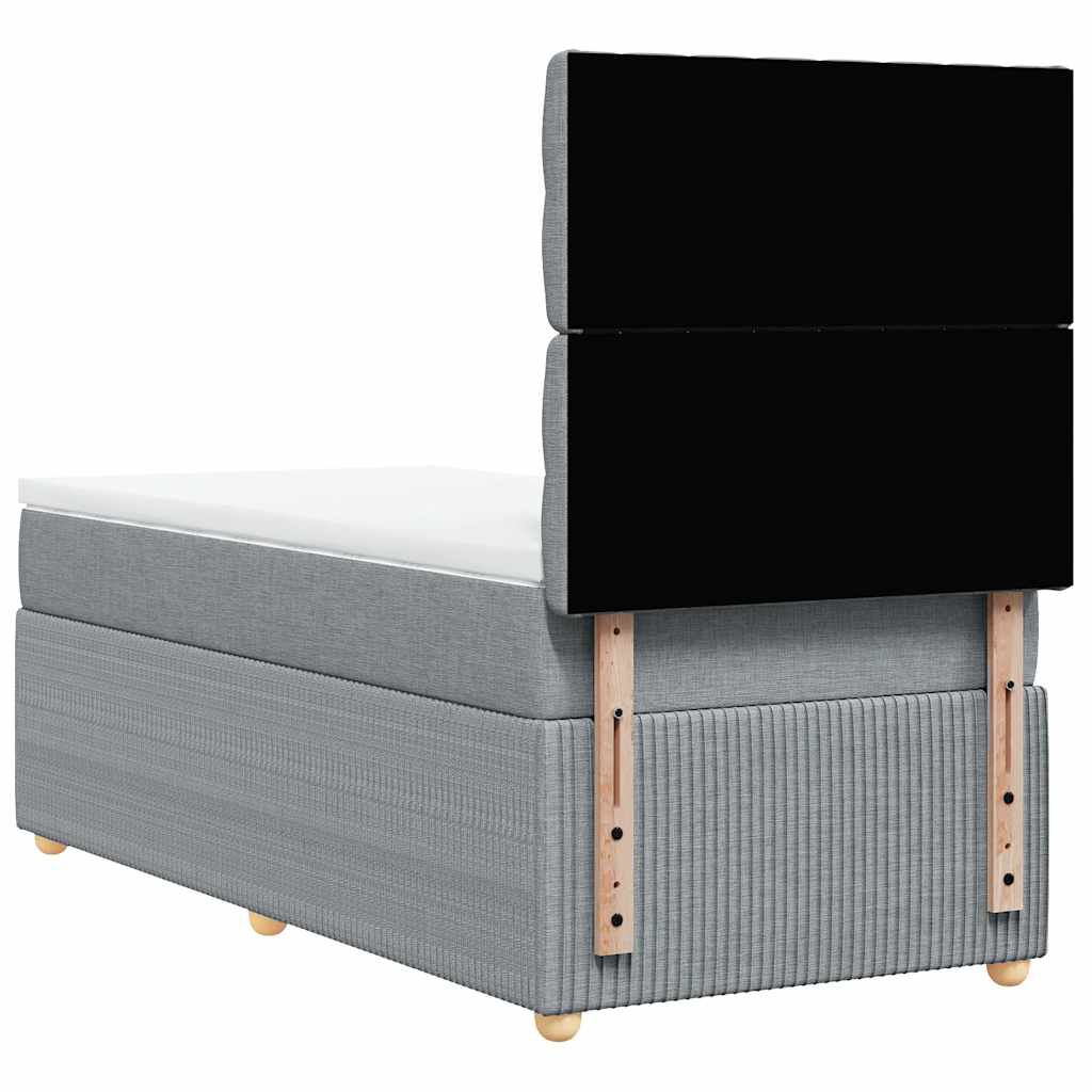 vidaXL Κρεβάτι Boxspring με Στρώμα Ανοιχτό Γκρι 100x200 εκ. Υφασμάτινο