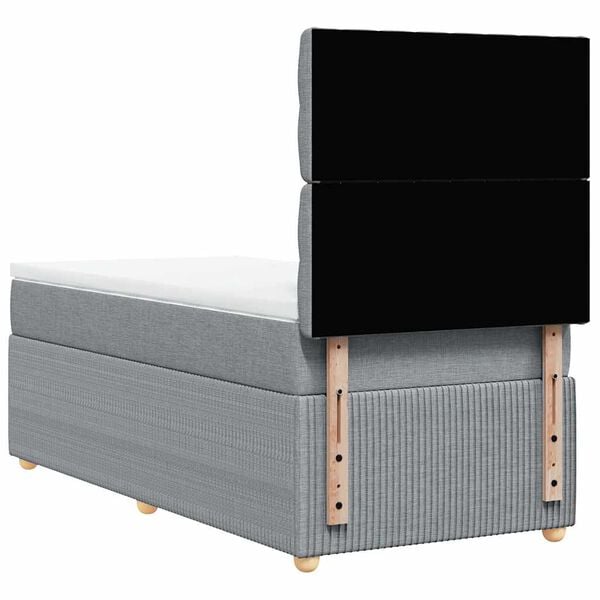 vidaXL Κρεβάτι Boxspring με Στρώμα Ανοιχτό Γκρι 100x200 εκ. Υφασμάτινο