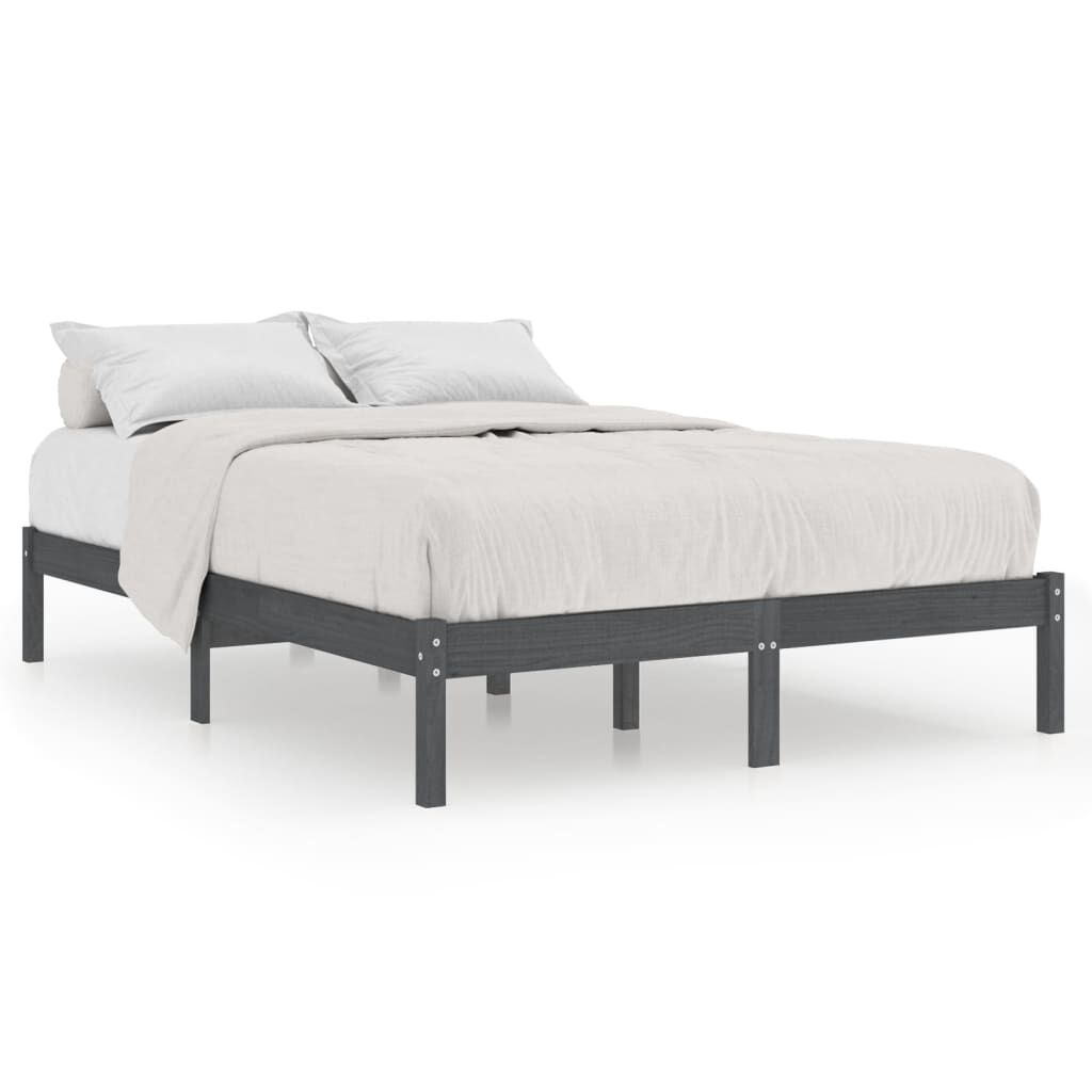 vidaXL Πλαίσιο Κρεβατιού Γκρι 150 x 200 εκ. Μασίφ Ξύλο King Size