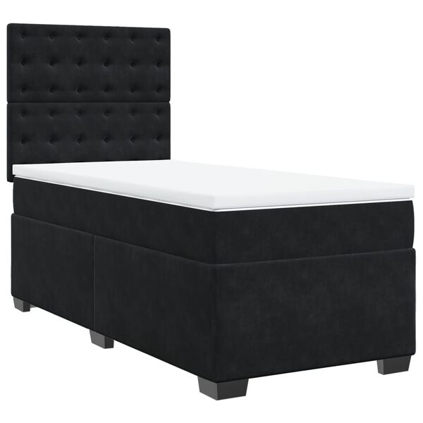 vidaXL Κρεβάτι Boxspring με Στρώμα Μαύρο 80 x 200 εκ. Βελούδινο