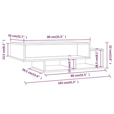 vidaXL Τραπεζάκι Σαλονιού Καφέ Δρυς 105x55x32 εκ. Επεξεργασμένο Ξύλο