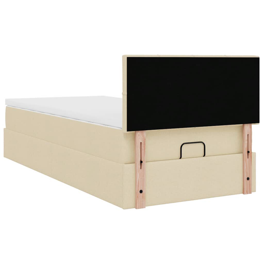 vidaXL Οθωμανικό κρεβάτι με στρώμα Cream 90x200cm ύφασμα
