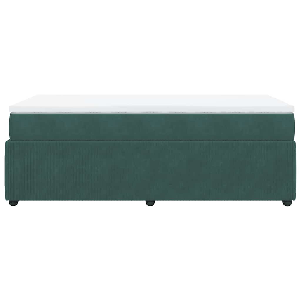 vidaXL Κρεβάτι Boxspring με Στρώμα Σκούρο Πράσινο 100x200εκ. Βελούδινο