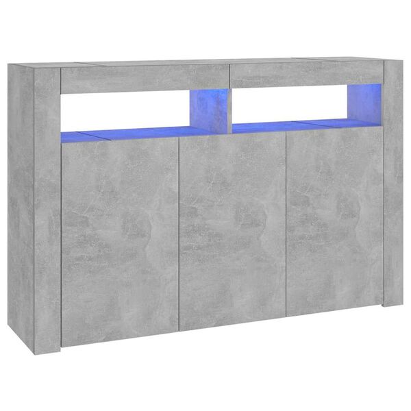 vidaXL Μπουφές με LED Γκρι Σκυροδέματος 115,5x30x75 εκ.