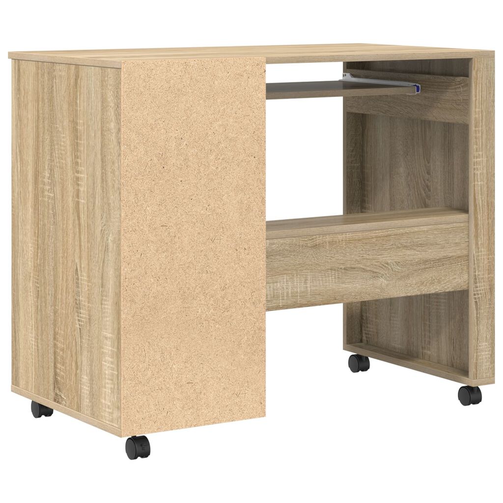 vidaXL Γραφείο με Ρόδες με συρτάρι Sonoma Δρυς 91 x 50 x 77 εκ.