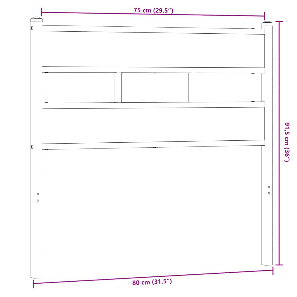 vidaXL Κεφαλάρι Sonoma Δρυς 75 εκ. Σιδερένιο/Επεξεργασμένο Ξύλο