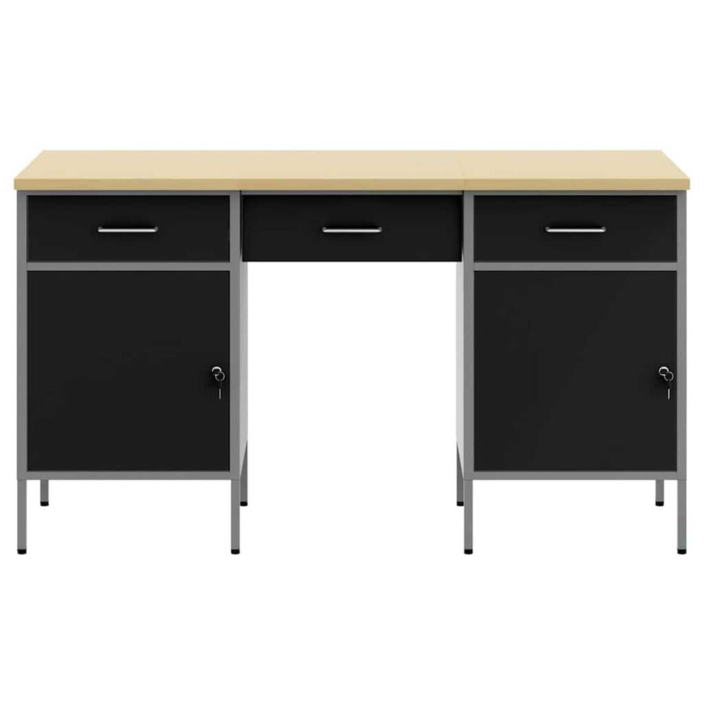 vidaXL Ντουλάπα Εργασίας με συρτάρι 3 pcs Μαύρο 150 x 55 x 85 εκ