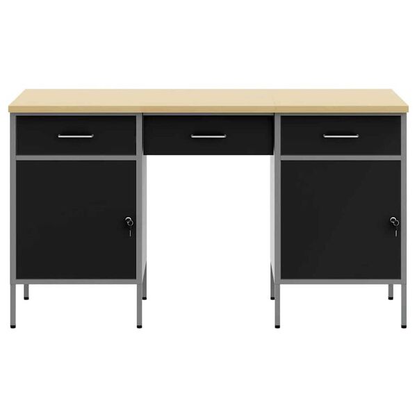 vidaXL Ντουλάπα Εργασίας με συρτάρι 3 pcs Μαύρο 150 x 55 x 85 εκ