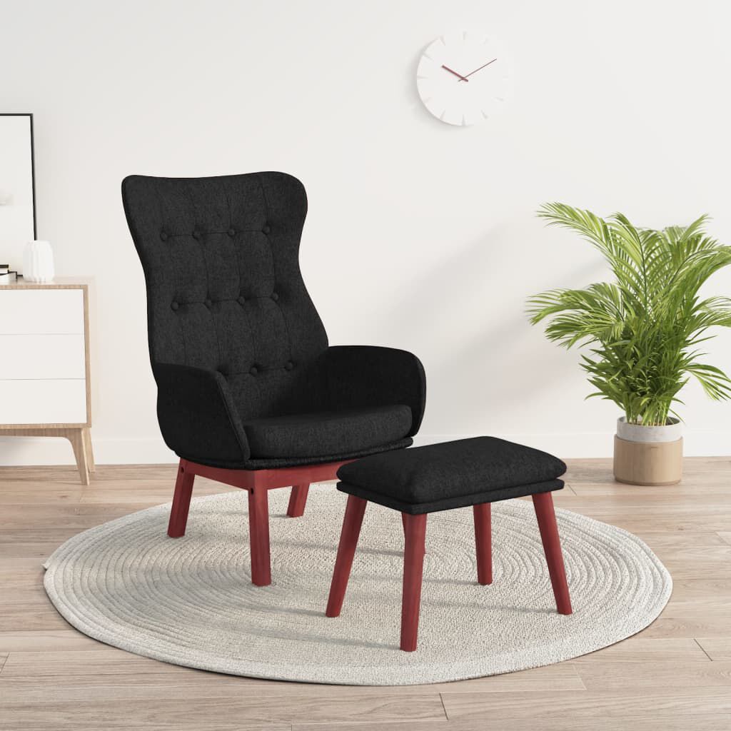 vidaXL Πολυθρόνα Relax Μαύρο Υφασμάτινη με Υποπόδιο