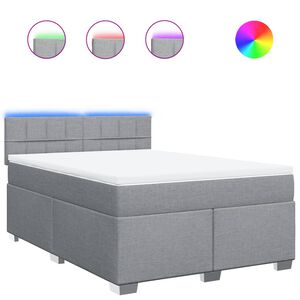 vidaXL Κρεβάτι Boxspring με Στρώμα Ανοιχτό Γκρι 140x200 εκ. Υφασμάτινο
