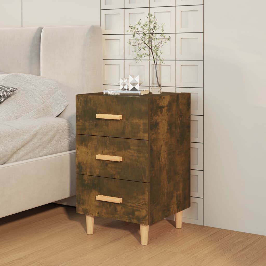 vidaXL Κομοδίνο Καπνιστή Δρυς 40 x 40 x 66 εκ. από Επεξεργασμένο Ξύλο