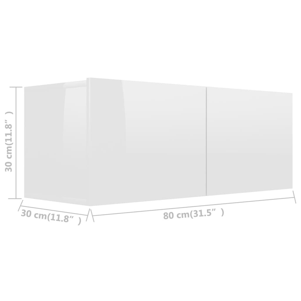 vidaXL Έπιπλο Τηλεόρασης Γυαλιστερό Λευκό 80x30x30 εκ. από Επεξ. Ξύλο