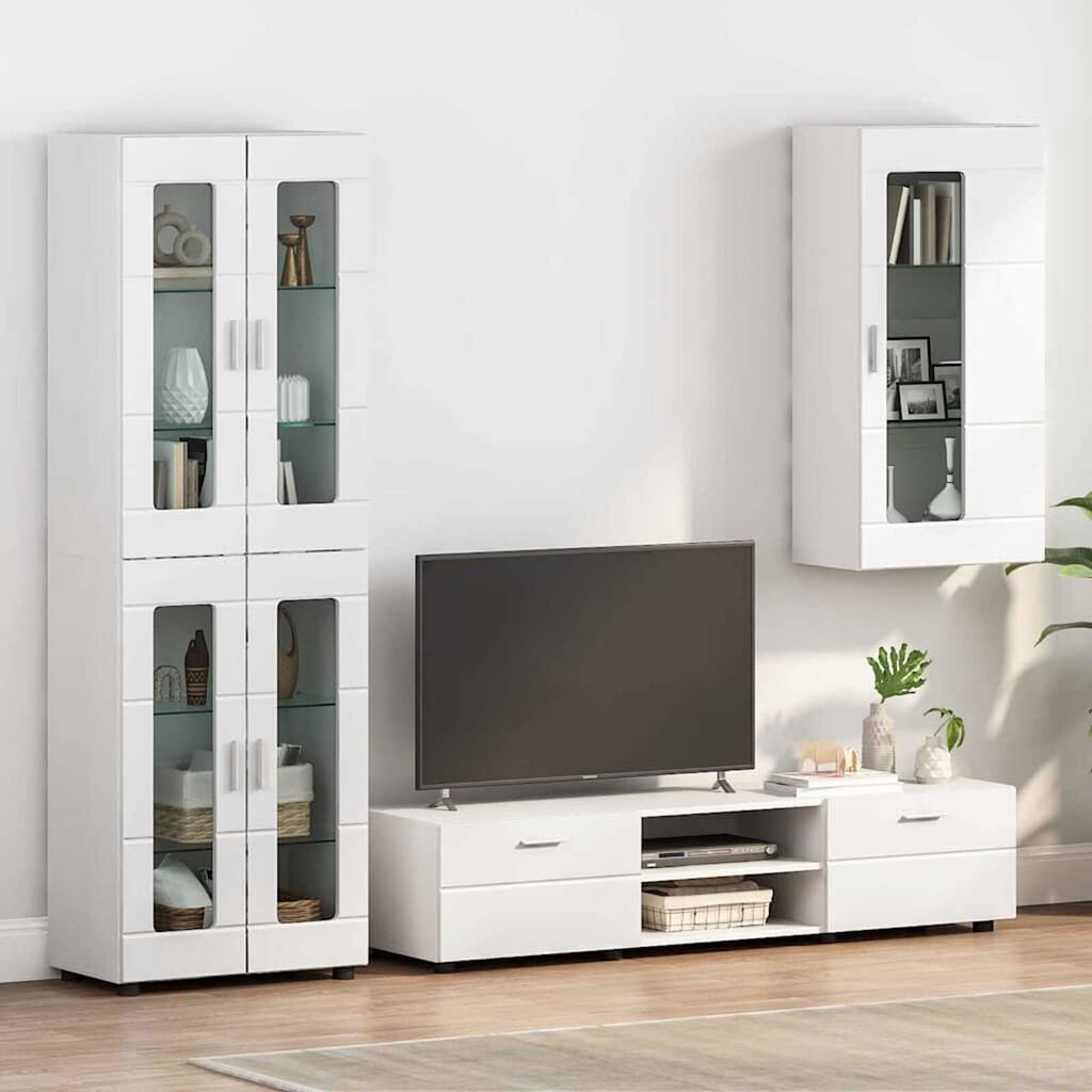 vidaXL Ντουλάπα τοίχου με ράφι Γυαλιστερό λευκό 55 x 29 x 100 εκ