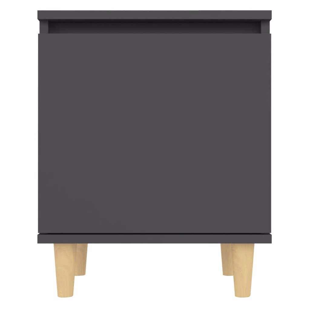 vidaXL Κομοδίνο Γκρι 40 x 30 x 50 εκ. Μασίφ Ξύλινα Πόδια