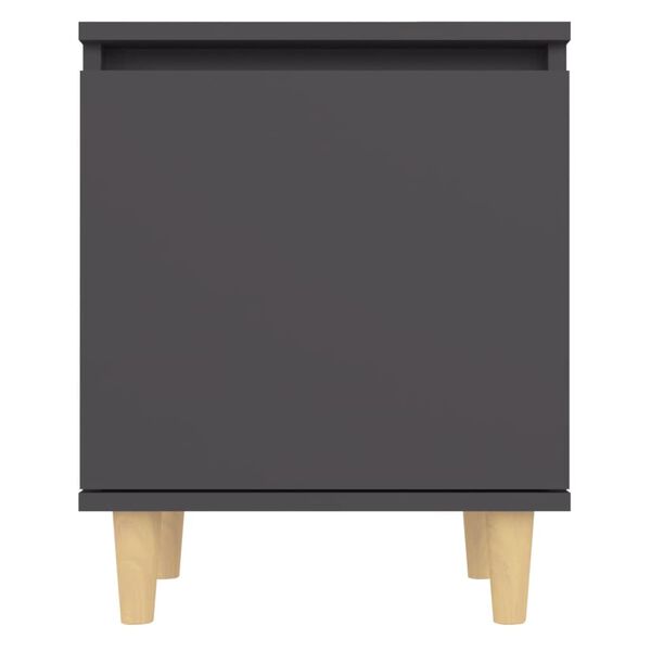 vidaXL Κομοδίνο Γκρι 40 x 30 x 50 εκ. Μασίφ Ξύλινα Πόδια