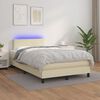 vidaXL Κρεβάτι Boxspring με Στρώμα & LED Κρεμ 120x200 εκ. Συνθ. Δέρμα