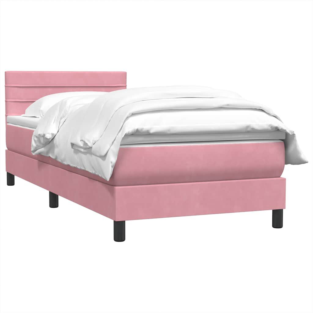 vidaXL Box Spring κρεβάτι με στρώμα ροζ 100x220 cm Βελούδινο