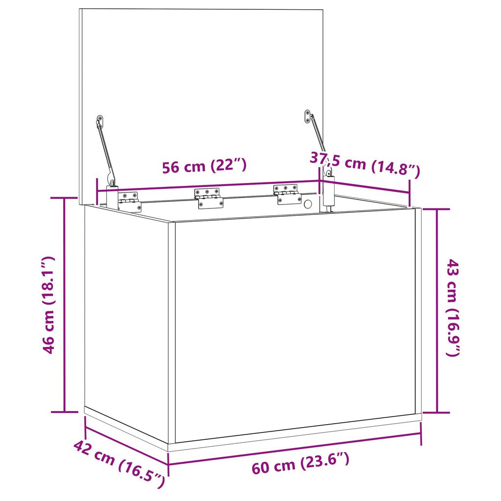 vidaXL Κουτί Αποθήκευσης με Καπάκι σε Στυλ Artisan Oak 60x42x46 εκ Επεξεργασμένο Ξύλο
