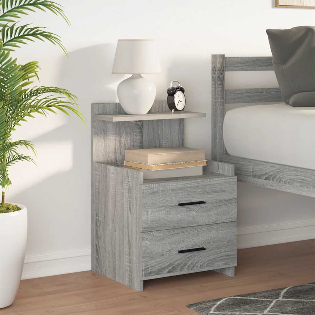 vidaXL Κομοδίνο με 2 Συρτάρια Γκρι Sonoma 40x36,5x62 εκ.