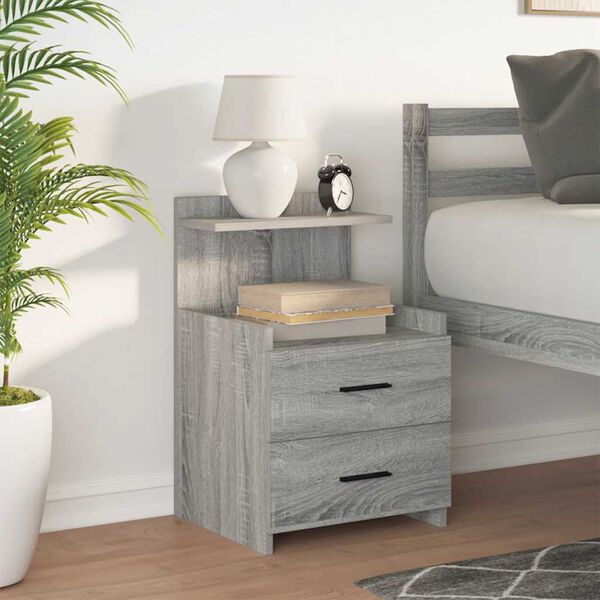 vidaXL Κομοδίνο με 2 Συρτάρια Γκρι Sonoma 40x36,5x62 εκ.