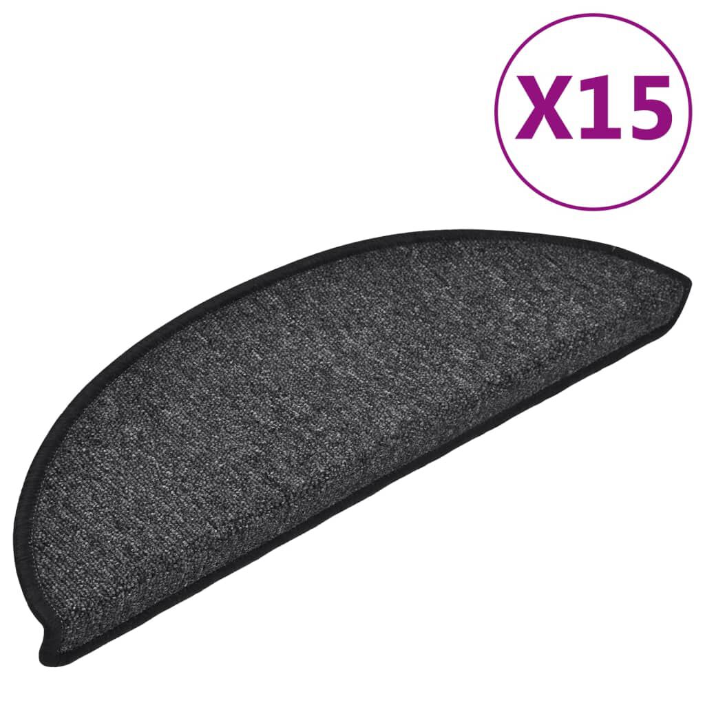 vidaXL Πατάκια Σκάλας 15 τεμ. Ανθρακί 56 x 17 x 3 εκ.