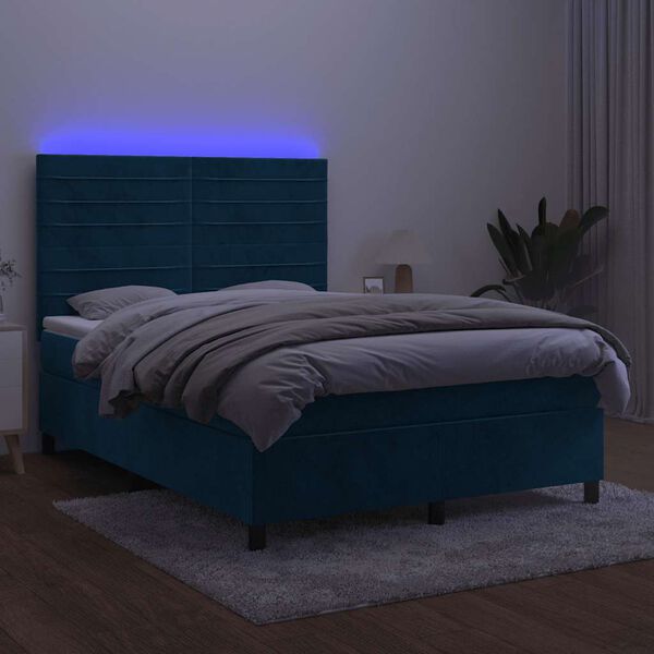vidaXL &Kappa;&rho;&epsilon;&beta;ά&tau;&iota; Boxspring &mu;&epsilon; &Sigma;&tau;&rho;ώ&mu;&alpha; & LED &Sigma;&kappa;. &Mu;&pi;&lambda;&epsilon; 140x200&epsilon;&kappa;. &Beta;&epsilon;&lambda;&omicron;ύ&delta;&iota;&nu;&omicron;