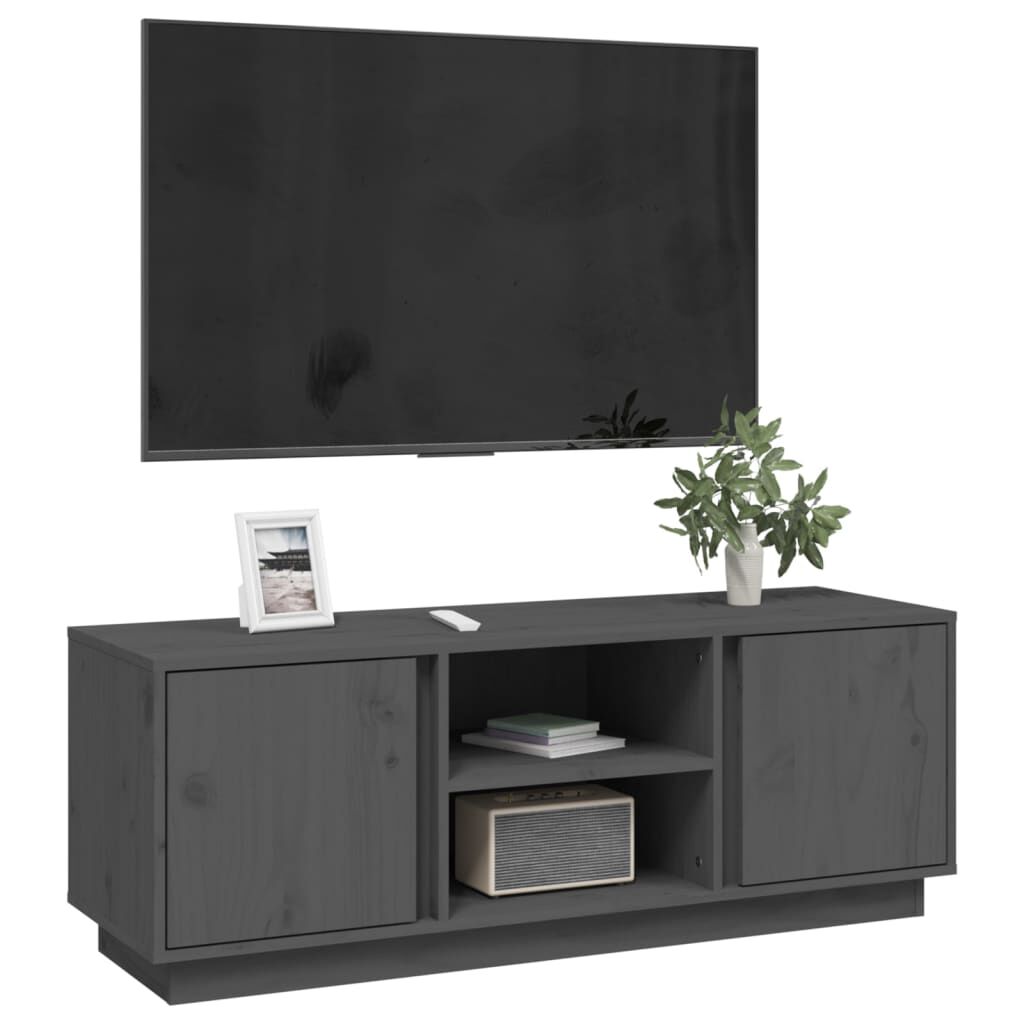 vidaXL Έπιπλο Τηλεόρασης Γκρι 110x35x40,5 εκ. από Μασίφ Ξύλο Πεύκου