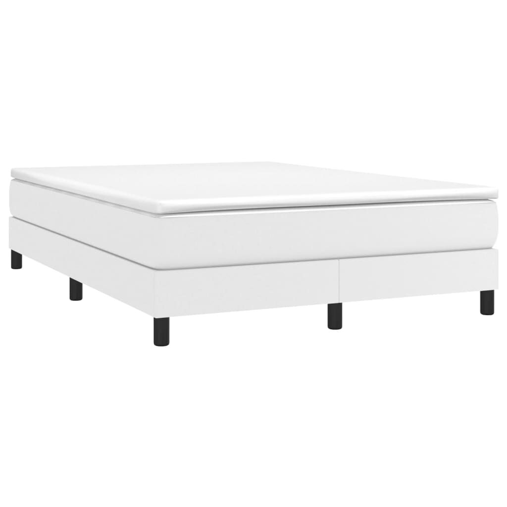 vidaXL Κρεβάτι Boxspring με Στρώμα Λευκό 140x190εκ.από Συνθετικό Δέρμα