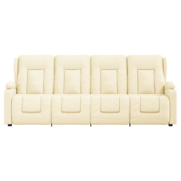 vidaXL Πολυθρόνα Μασάζ Τετραθέσια Ποτηροθήκη Ανακλ. Κρεμ Συνθ. Δέρμα