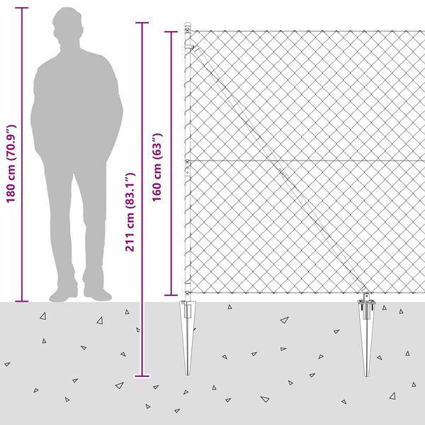 vidaXL Σετ Στύλων Φράχτη Πράσινο 1.6 x 25 m