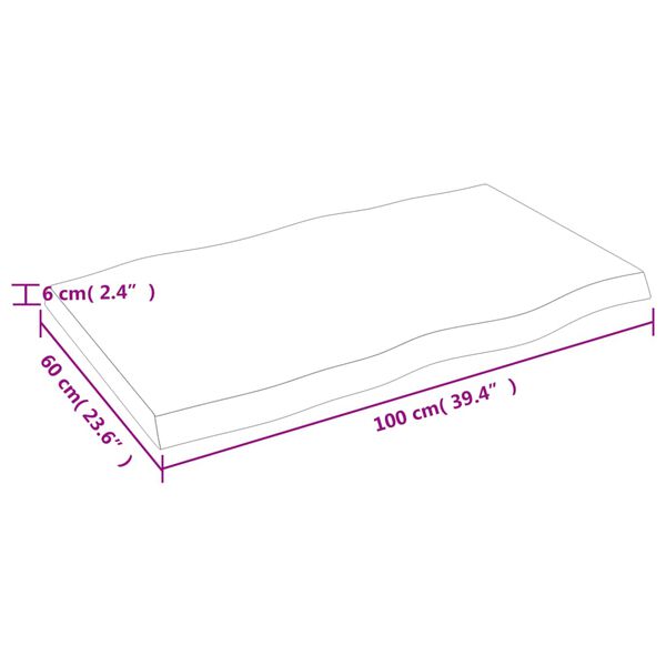 vidaXL Επιφ Τραπεζιού Αν Καφέ 100x60x(2-6)εκ.Ακατέργ. Μασίφ Ξύλο Δρυός