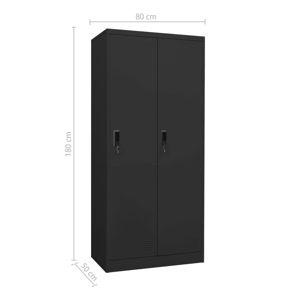 vidaXL Ντουλάπα Ανθρακί 80 x 50 x 180 εκ. Ατσάλινη