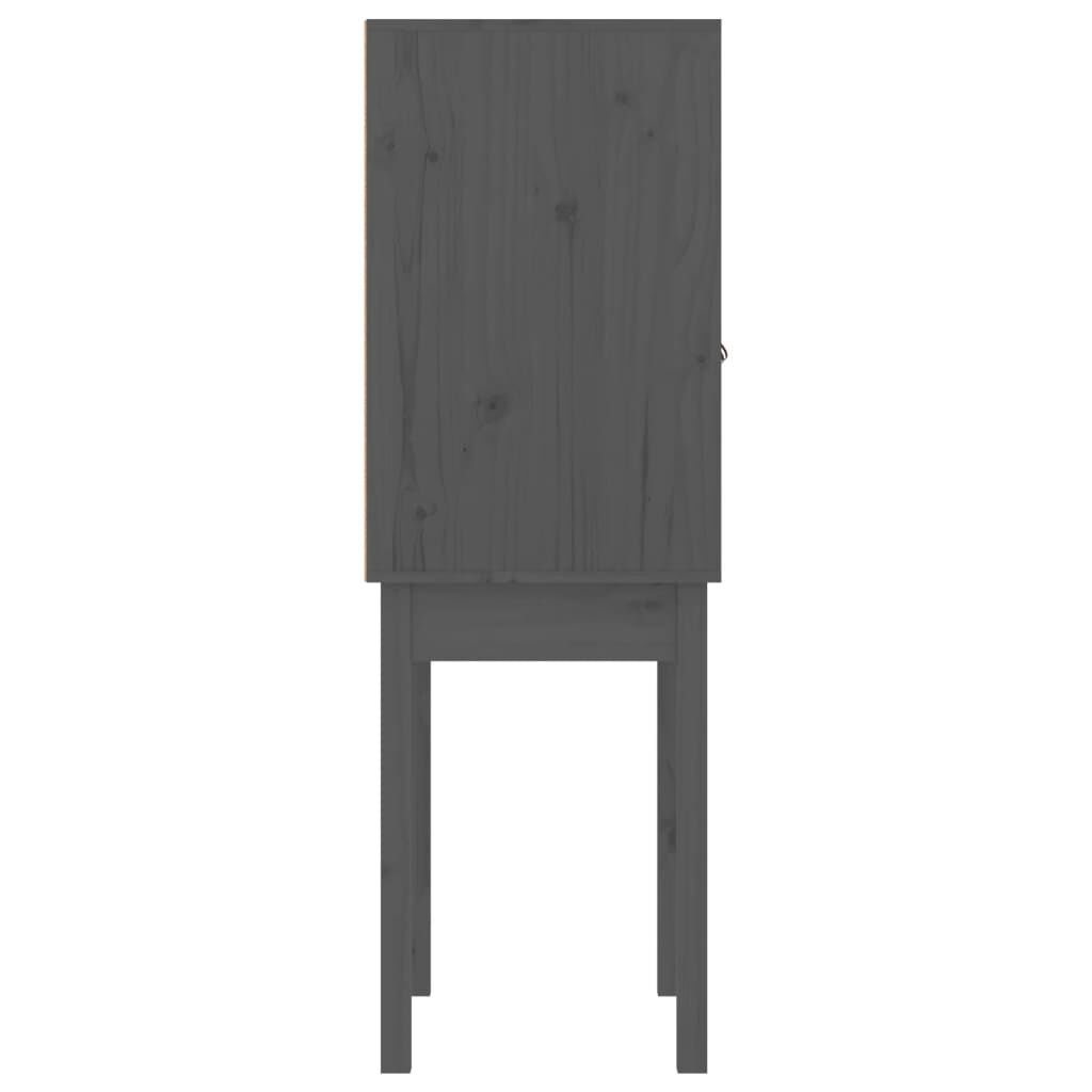 vidaXL Ντουλάπι Ψηλό Γκρι 60x40x120 εκ. από Μασίφ Ξύλο Πεύκου