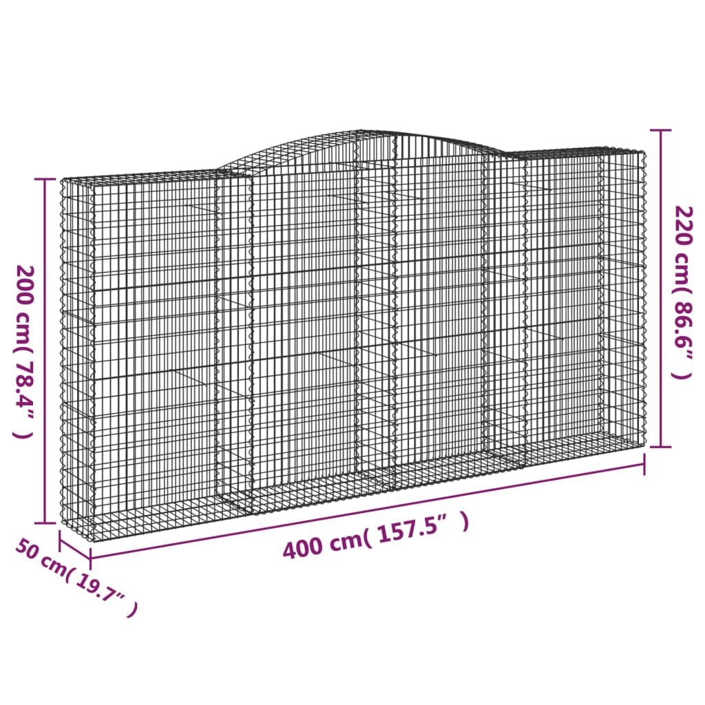 vidaXL Συρματοκιβώτια Τοξωτά 9 τεμ. 400x50x200/220 εκ. Γαλβαν. Ατσάλι