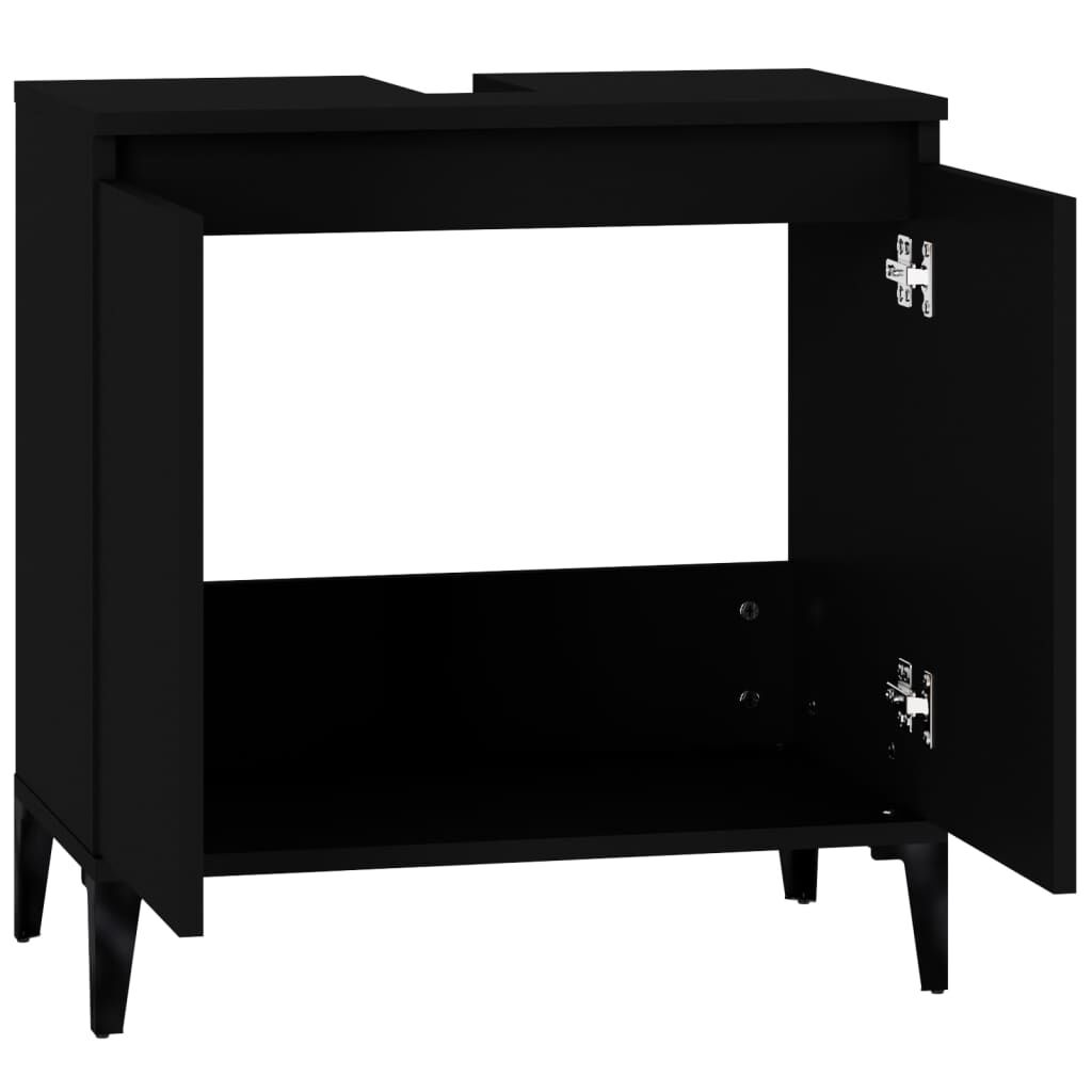 vidaXL Ντουλάπι Νιπτήρα Μαύρο 58x33x60 εκ. Επεξεργασμένο Ξύλο