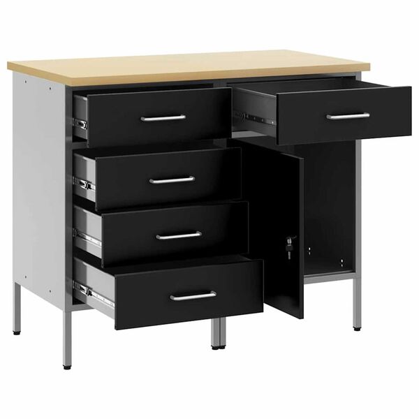 vidaXL Ντουλάπα Εργασίας 2 pcs Μαύρο και Γκρι 100 x 55 x 85 εκ.